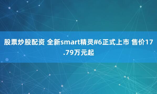股票炒股配资 全新smart精灵#6正式上市 售价17.79万元起